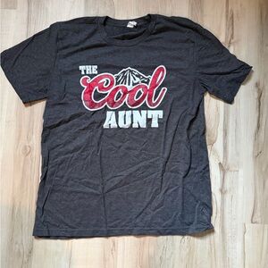 The Cool Aunt Graphic Tee - Charcoal with Red & White Print